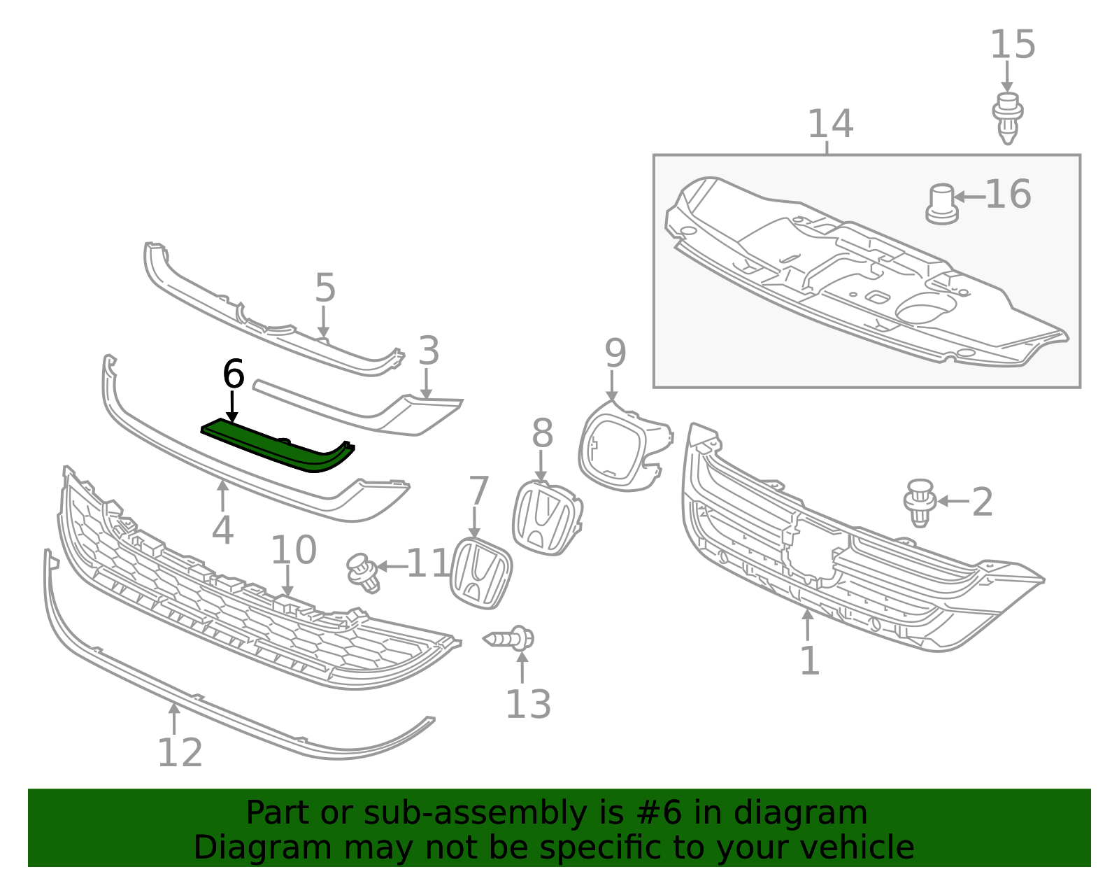 71174-SXS-A11 - Molding A L Front Grille (Upper) - 2010 2011 Honda