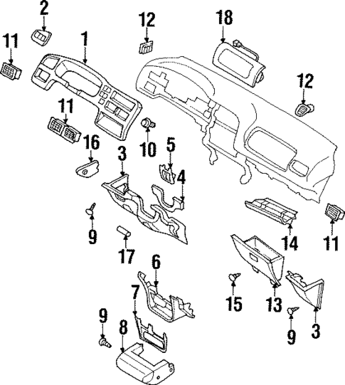 Instrument Panel Components for 1997 Honda Passport #0