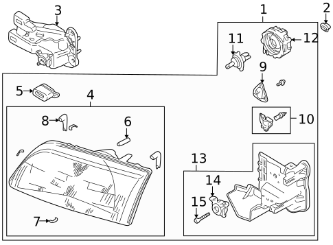 Headlamp Components for 1999 Mazda 626 #0