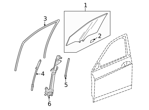 Glass - Front Door for 2013 Acura ZDX #0
