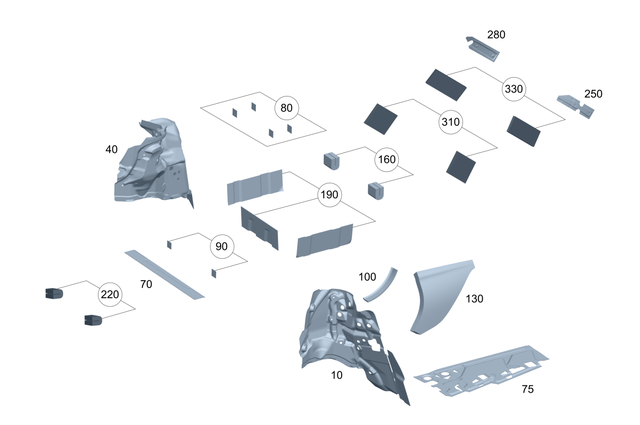 2236820504 - Instrument Panel/Center Console/Linings: Dampening, Side Wall for Mercedes-Benz Image image