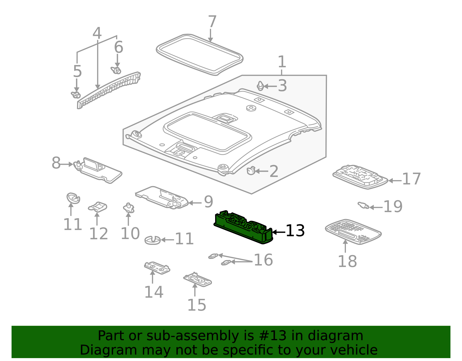 2003-2006 Acura RSX Reading Light 34403-S5A-013ZA | OEM Parts Online