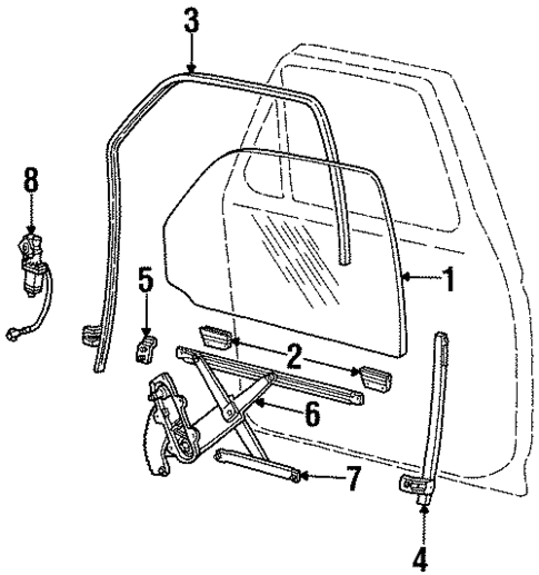 Glass - Front Door for 2000 Mercury Mountaineer #0