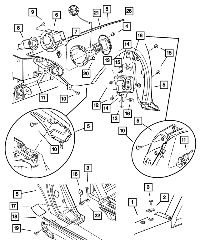 6503698 - Body Sheet Metal Except Doors: Truss Head Screw And Washer, Quarter Panel for Mopar Image
