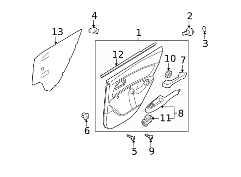 Interior Trim - Rear Door for 2006 Kia Rio5 #0