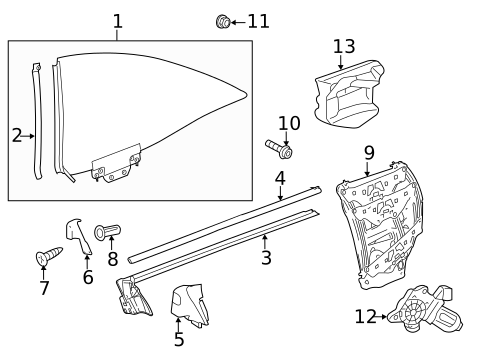 Glass & Hardware for 2013 Mercedes-Benz CL600 #0