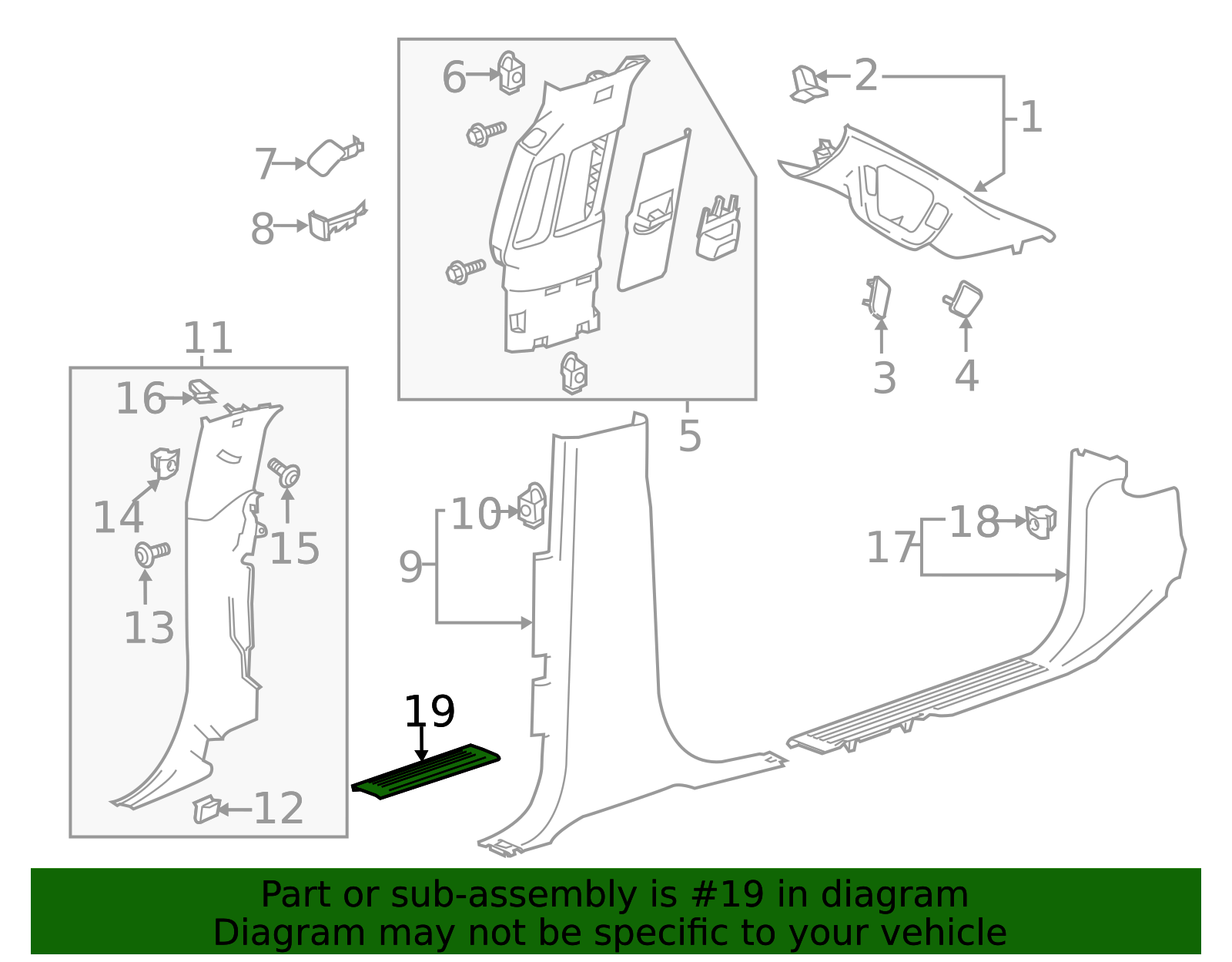 2014-2019 GM Rear Passenger Side Door Sill Garnish Molding 22817369 ...