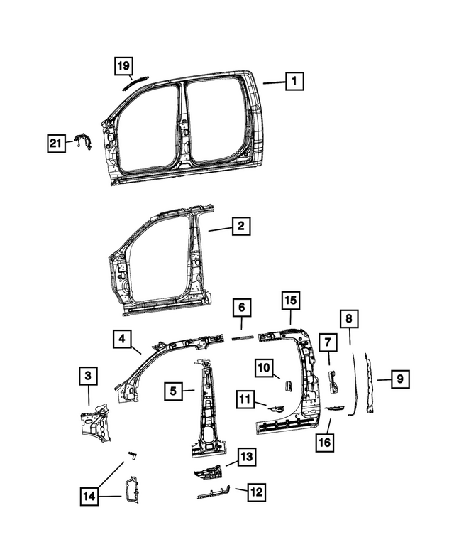 68575163AA - Body Sheet Metal Except Doors: B-pillar Reinforcement, Left for Mopar Image