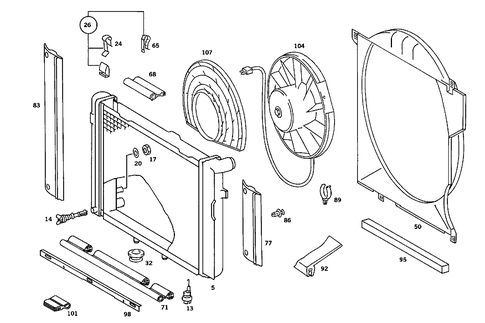 Radiator, Mounting, and Covering for 1993 Mercedes-Benz 190E #2
