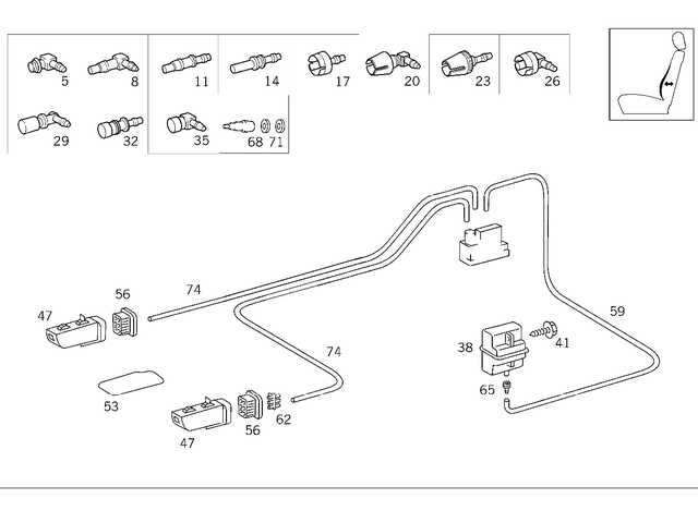 202805024464 - Hydraulic and Vacuum System: Plug for Mercedes-Benz: 180C, 300SD, 300SL, 400SE, 400SEL, 500SEC, 500SEL, 500SL, 600SEL, 600SL, C220, C230, C240, C280, C32 AMG, C320, C350, C43 AMG, C55 AMG, CL500, CL55 AMG, CLK320, CLK350, CLK430, CLK500, CLK55 AMG, CLK550, CLK63 AMG, E320, E420, E430, E500, E55 AMG, S420, S430, S55 AMG, SL320, SL500, SL55 AMG, SL550, SL600, SL63 AMG, SL65 AMG, SLK230, SLK320 Image image