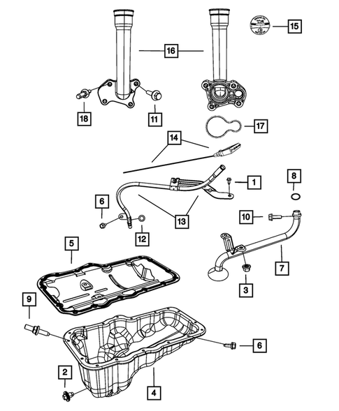 Engine Oiling, Oil Pan and Indicator (Dipstick) for 2008 Jeep Commander #0