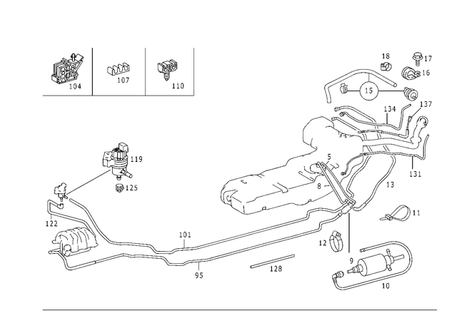 1634702864 - Fuel System: Line for Mercedes-Benz: ML320, ML430, ML55 AMG Image image