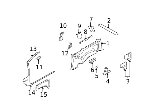 Interior Trim - Quarter Panels for 2003 Ford Explorer Sport #0