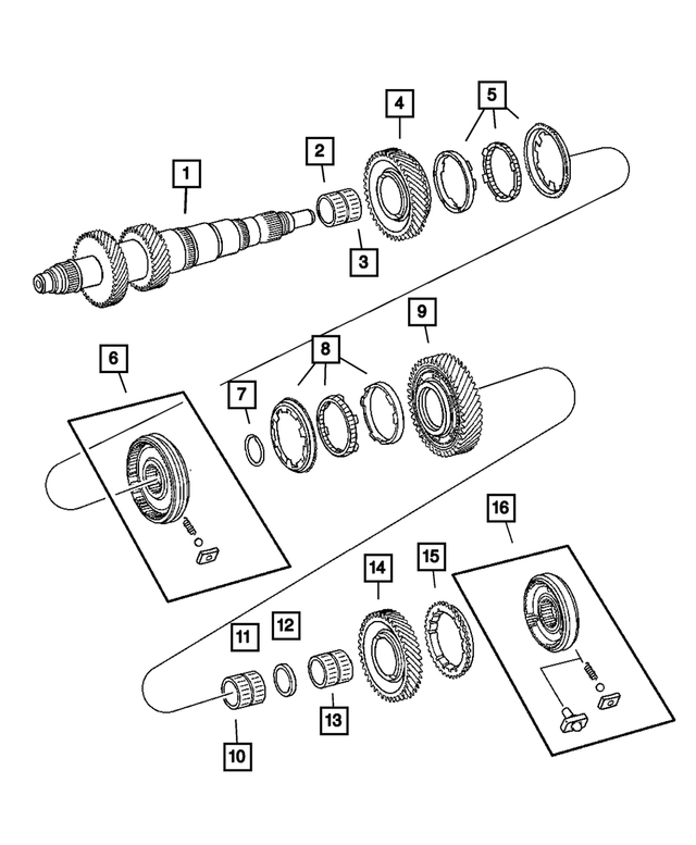 5114333AA - Manual Transmission 6 Speed [DED]: Transmission Mainshaft for Mopar Image image