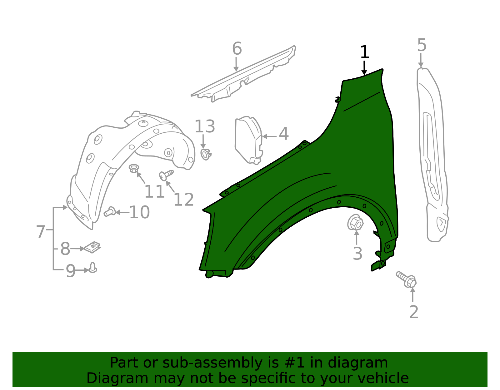 Front Passenger Side Fender For Kia Telluride 2020-2023 – Evan-Fischer, Primed Steel, Direct Fit