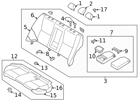 Rear Seat Components for 2018 INFINITI Q50 #1