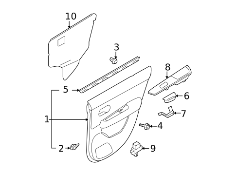 Interior Trim - Rear Door for 2010 Nissan Versa #0