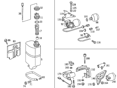 Oil Tank & Valves of Self-Levellingdevice Hydraulic System, a S D for 1993 Mercedes-Benz 400SEL #0