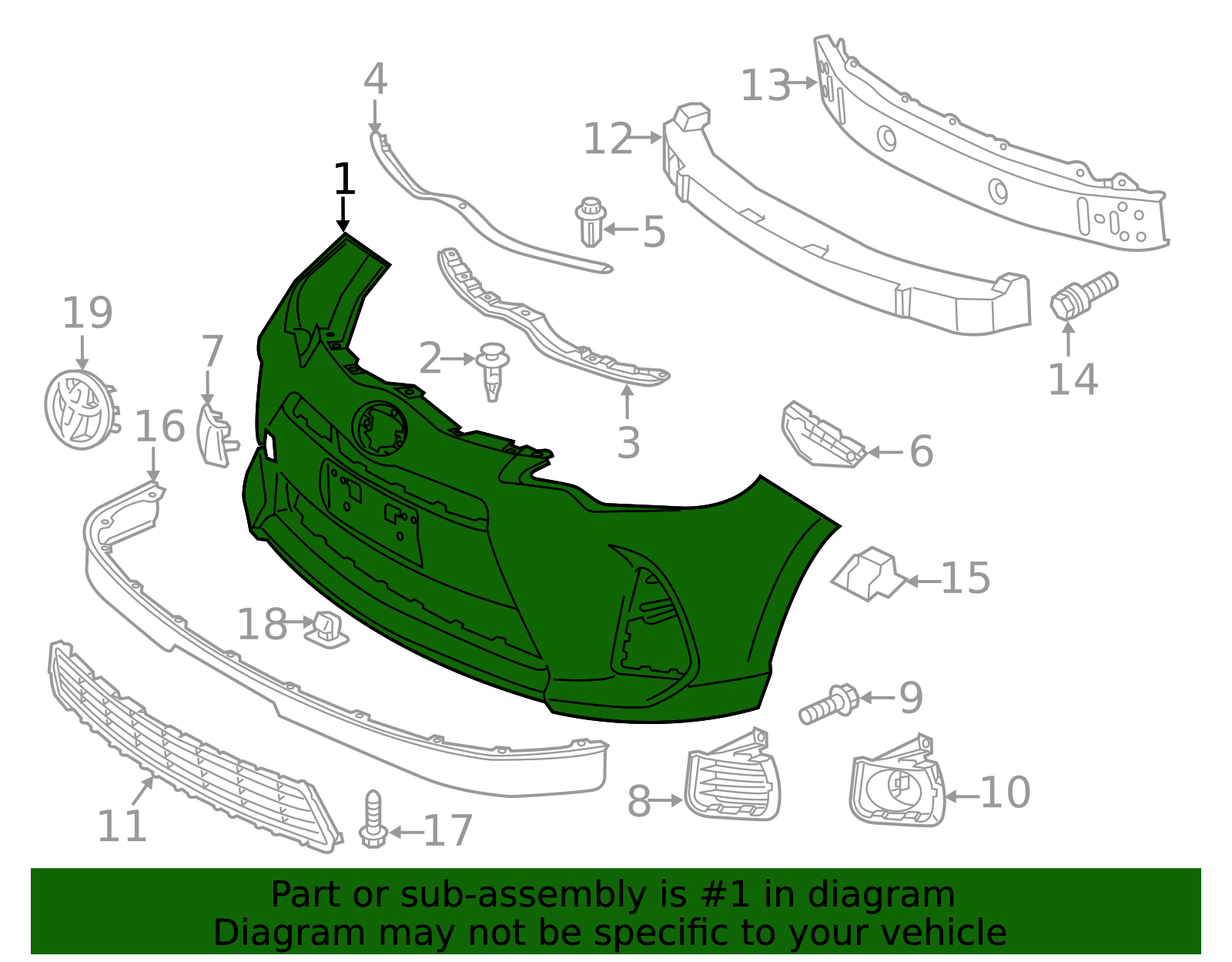 2015-2016 Toyota Prius C Cover Front Bumper L C 52119-52996 | OEM Parts ...