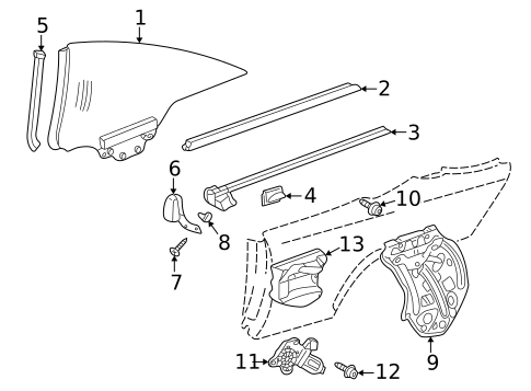 Glass - Door for 2002 Mercedes-Benz CL600 #1
