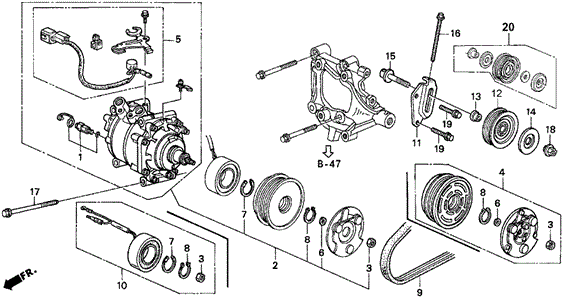 A/C Compressor (Sanden) ('96-'97 S,SI) for 1996 Honda Civic del Sol #0