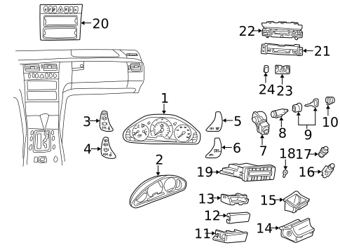 Cluster & Switches for 2000 Mercedes-Benz E320 #0