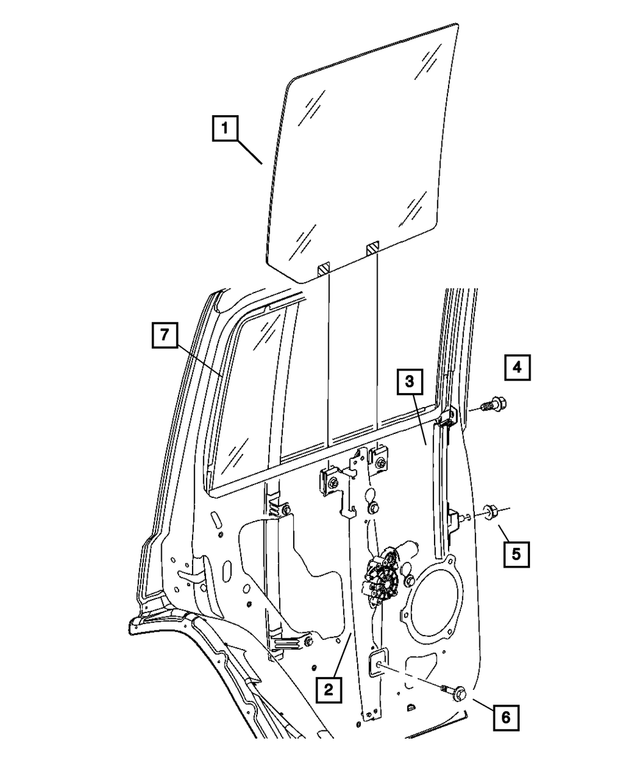 55396483AF - Doors and Related Parts: Rear Door Window Regulator, Left for Mopar Image