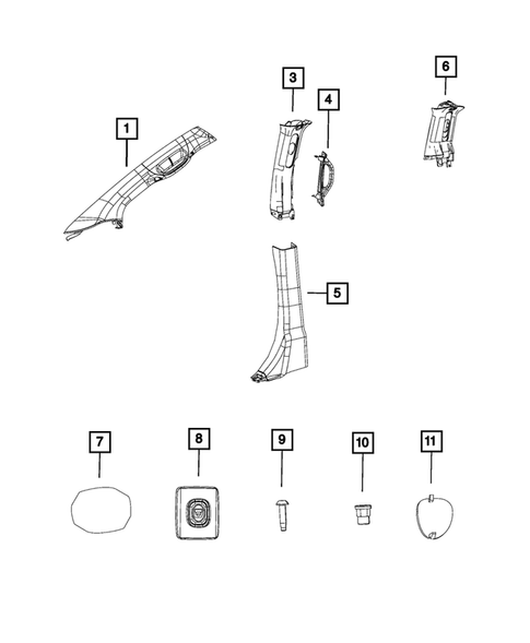 Panels - Moldings - Scuff Plates, Pillar, Cowl, 1/4 Panel Trim and Cargo Covers for 2020 Dodge Grand Caravan #1