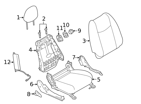 Passenger Seat Components for 2011 Nissan LEAF #0