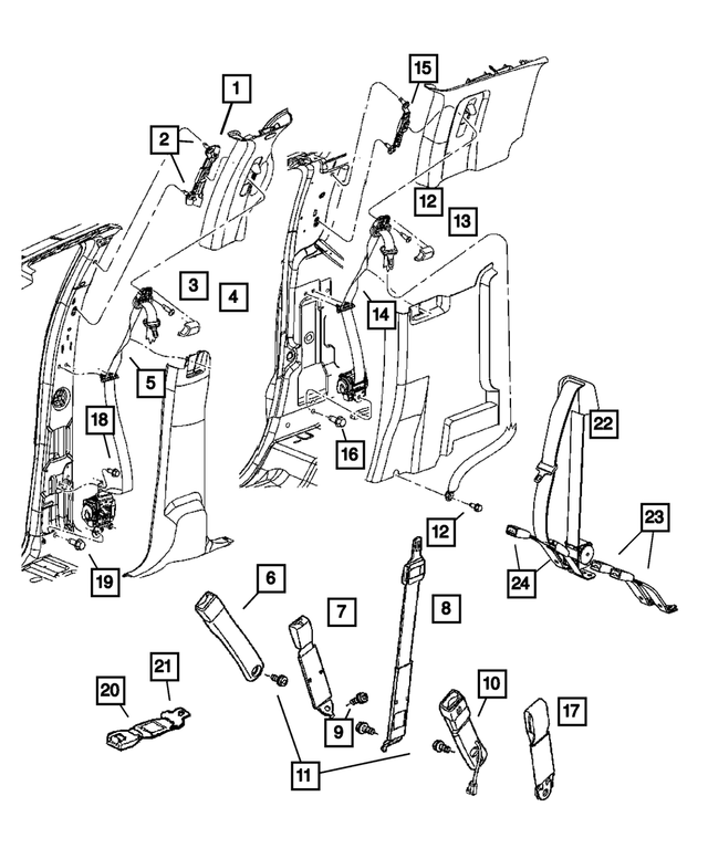 5KM831D5AC - Interior Trim: Front Outer Seat Belt, Left for Mopar Image