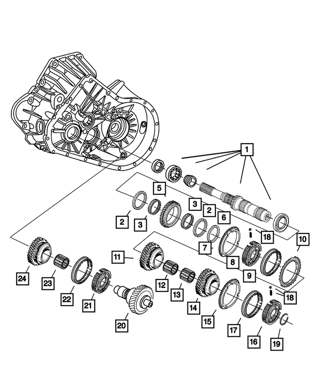 5096107AA - Getrag Manual Transaxle 5 Speed: Input Shaft for Mopar Image