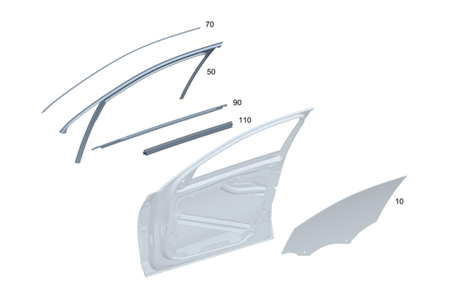 2547258300 - Front Door: Side Window Pane for Mercedes-Benz Image image