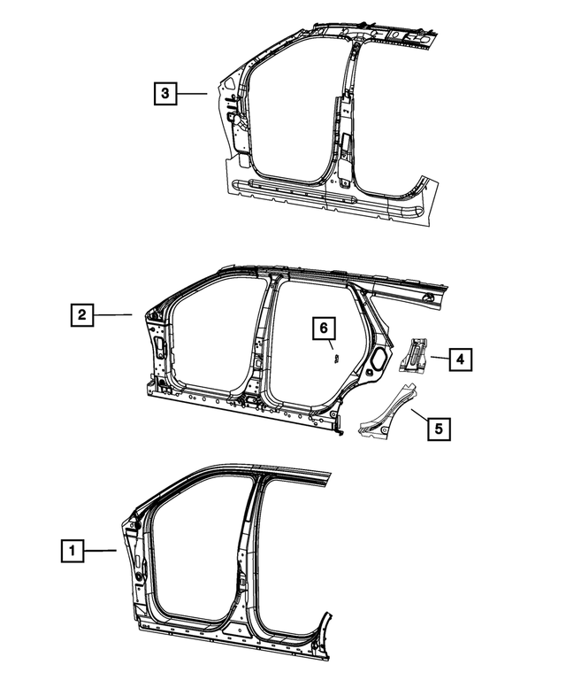 55369623AK - Body Sheet Metal Except Doors: Body Side Aperture Reinforcement, Left for Mopar Image