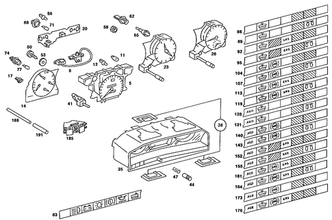 Instrument Cluster for 1984 Mercedes-Benz 190E #2
