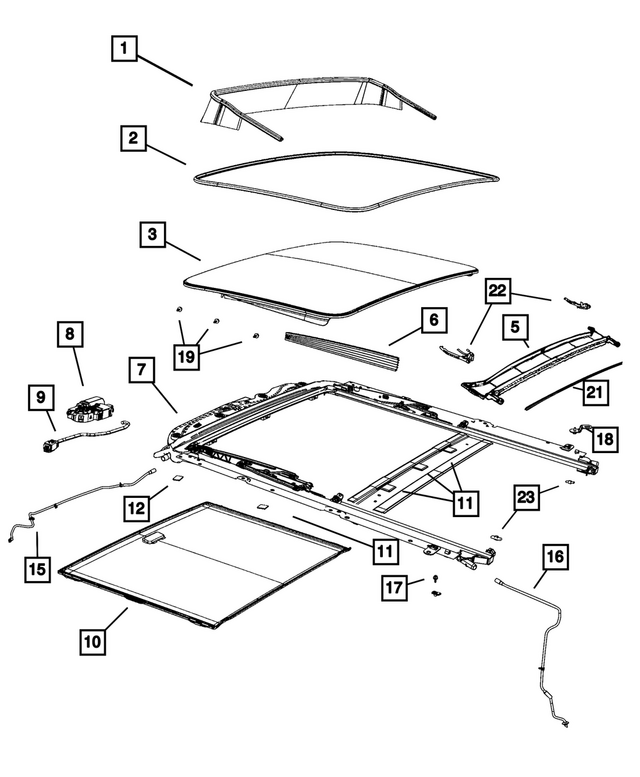 68729461AA - Body Sheet Metal Except Doors: Sunroof Glass for Mopar Image