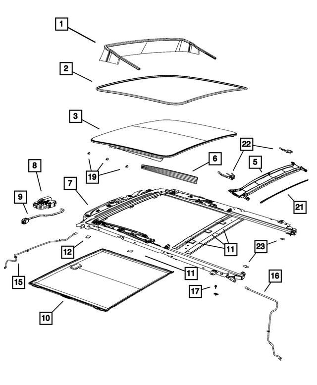 68729461AA - Body Sheet Metal Except Doors: Sunroof Glass for Mopar Image
