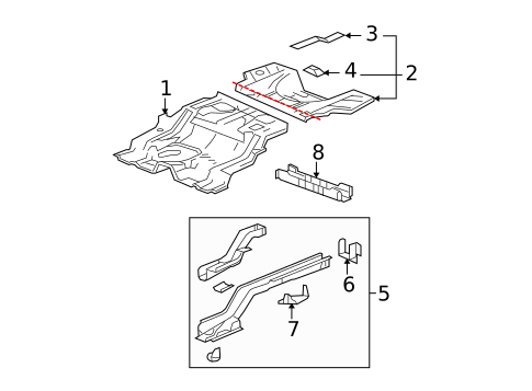 Rear Floor & Rails for 2011 Buick Lucerne #0
