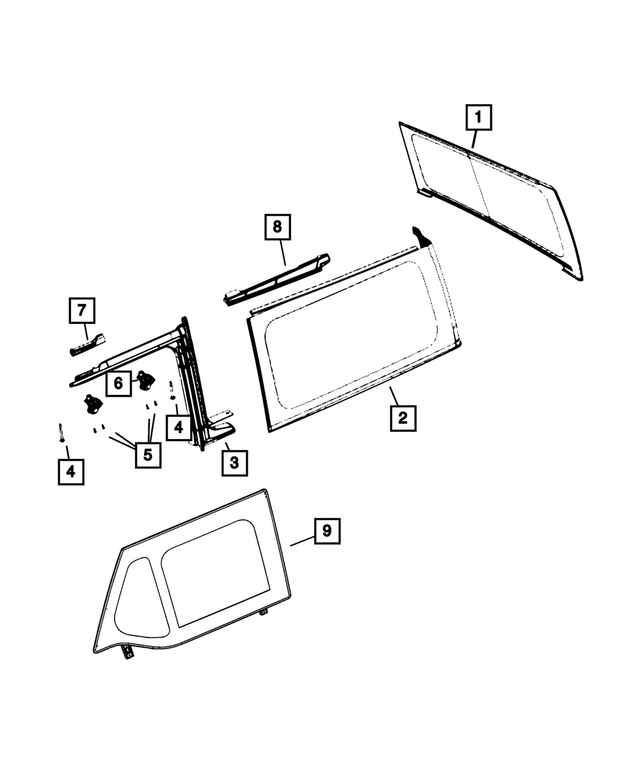 5VP83FX9AL - Body Sheet Metal Except Doors: Quarter Window, Left for Mopar Image