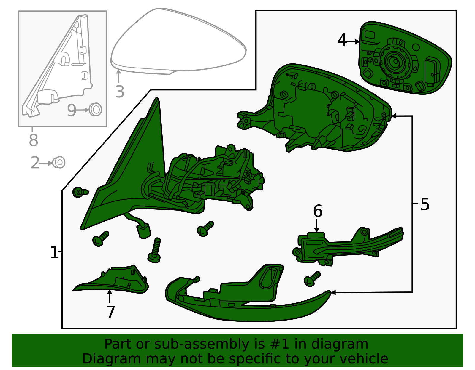 76258-30A-A91 - MIRROR SET, Left (R.C.)(HEATED) (Outer painted