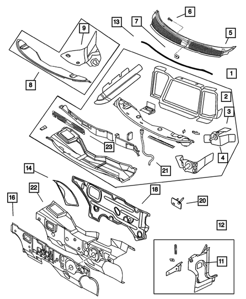 Cowl and Dash Panel for 2003 Dodge Neon #0