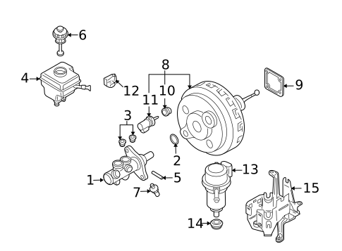 Master Cylinder - Components On Dash Panel for 2010 Volkswagen Touareg #0