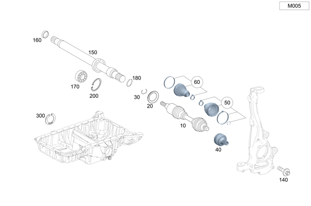 2133308805 - Front Axle: Drive Shaft for Mercedes-Benz: AMG GT 43, AMG GT 53, AMG GT 63, AMG GT 63 S, AMG GT 63 S E Performance, E63 AMG S, GLC63 AMG, GLC63 AMG S Image image
