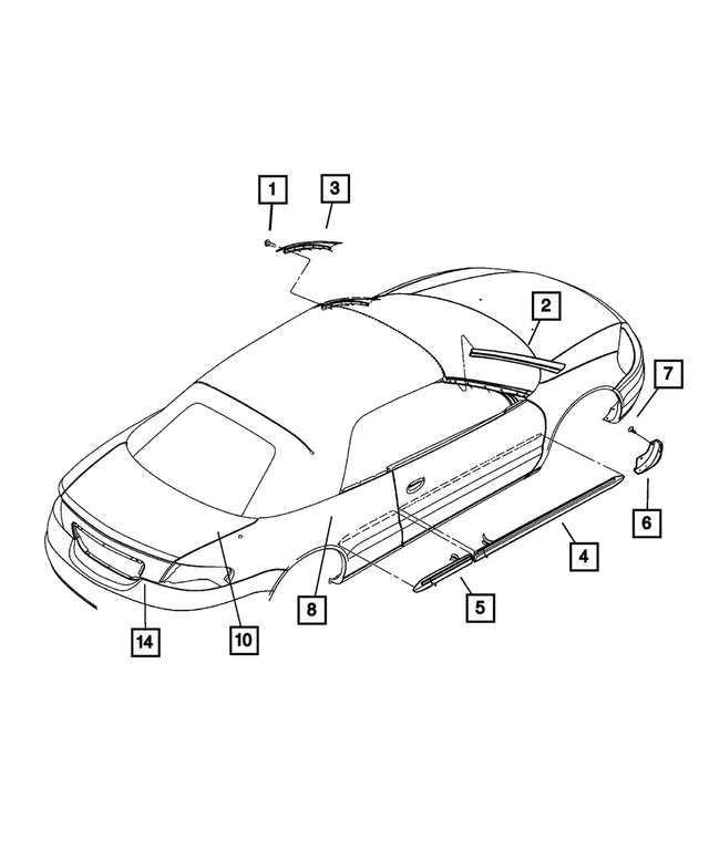 5288400AC - Exterior Ornamentation: A-pillar Molding, Right for Mopar Image