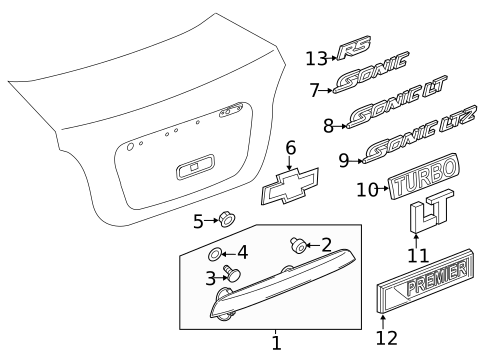 Exterior Trim - Trunk for 2016 Chevrolet Sonic #0