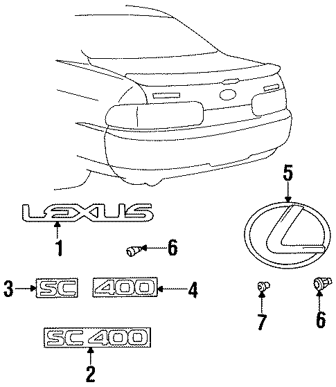 Exterior Trim - Trunk for 1999 Lexus SC400 #0