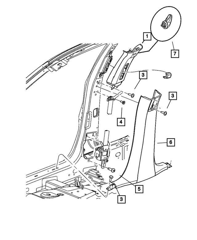 « UM14DW1AI – Interior Trim : Garnissage Supérieur De Montant B Panneau, Côté Droit pour Mopar Image »