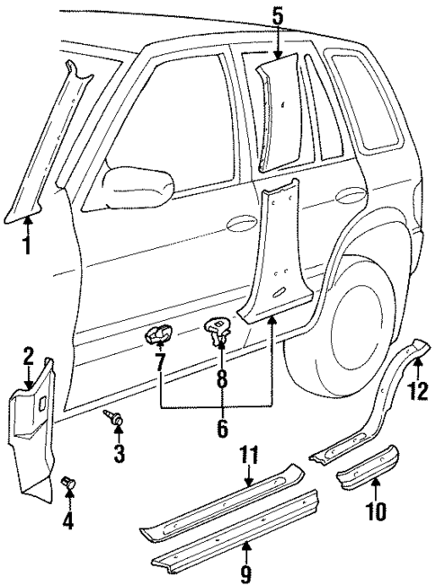 Interior Trim - Pillars for 1996 Kia Sportage #0