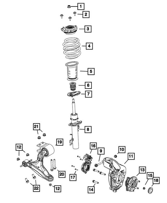68586272AB - : Front Suspension Strut, Right for Mopar Image