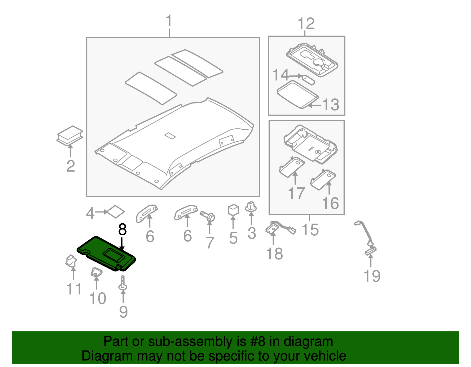 Driver Visor Replacement, Front Left Sun Visor 96401‑3SG8A