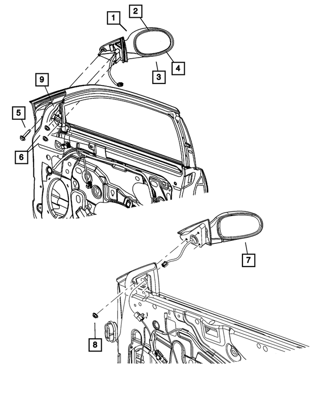 4806031AB - Doors and Related Parts: Outside Rearview Mirror, Left for Mopar Image